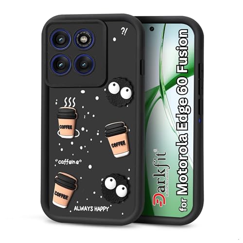 Image of DARKFIT Back Case Cover Compatible with Motorola Edge 60 Fusion | Cute Fun Cartoon Ball 3D Coffee Silicone Case | Body Protection | Camera Protection | Shock Proof | Color Black | Pack of 1