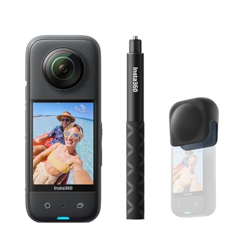 Insta360 X3 Auf Geht's-Bundle - wasserdichte 360°-Actionkamera mit 1/2"-Sensor, 5,7K 360°, 72MP 360°-Fotos, Stabilisierung, 2,29"-Touchscreen, Vibrationsfeedback, KI-Bearbeitung, Live-Streaming