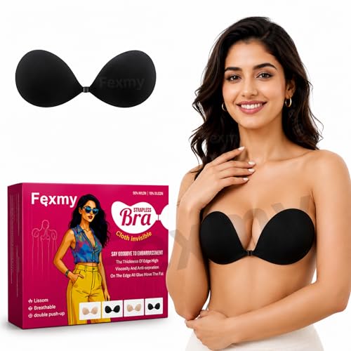 Image of Women's & Girl's Strapless Push Up Wire Free Stick On Invisible Bra, Sticky Liftup Silicone, Stick on Bra for Backless Dress Free Size B Cup