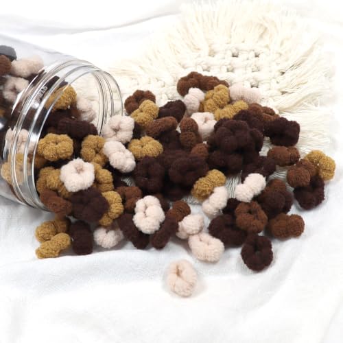 Image of 500PCS Small Baby Hair Ties,Cotton Toddler Hair Ties for Girls, Kids Seamless Hair Bands,Girls Elastic Ponytail Holders,Brown