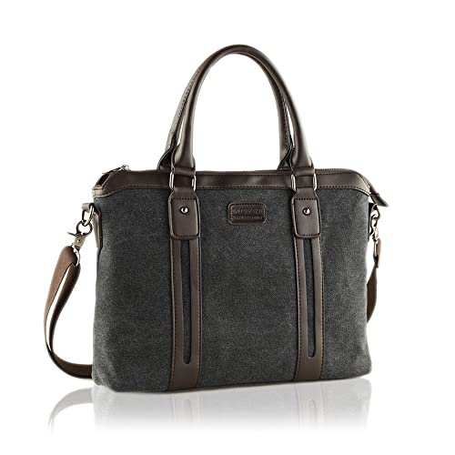 Barsine Maletín clásico delgado para ordenador portátil con bandolera para negocios, escuela, trabajo, apto para computadora de 15 pulgadas, negro - 38 cm Cover