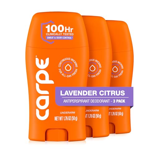 Image of Carpe Underarm Antiperspirant for Women - 100 Hour Sweat & Odor Control - Lavender Deodorant - Clinical Deodorant for Women - Lavender Citrus - 3 Pack