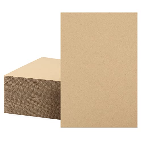 Image of Mat Board Center, 50 Corrugated Cardboard Sheets 6x9 Inches Flat Card Board Inserts for Packing, Shipping, Mailing, DIY Crafts