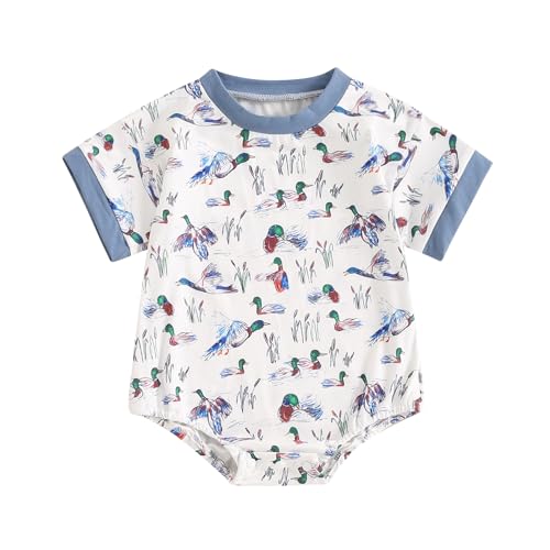SAYOO Duck Hunter Baby Clothes Unisex Baby Boy Girl Mallard Duck Bodysuits Newborn Funny Romper One-piece Hunting Clothes (Blue, 0-3 Months)