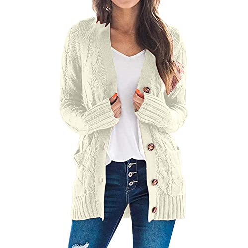 boseucn Strickjacke Damen Lang, Strickjacke Damen Zopfmuster Oversized...