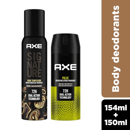 Image of AXE Signature Dark Temptation Body Perfume, 154ml and Pulse Long Lasting Deodorant Body Spray for Men, 150ml