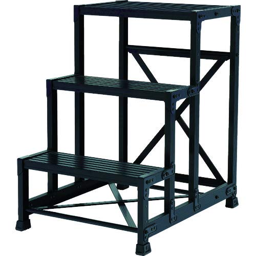 TRUSCO(トラスコ) 作業用踏台 アルミ製・高強度タイプ 3段 ブラック TSF-369-BK