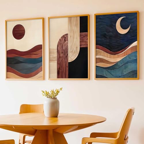 Image of kotart Boho Art Home Decoration Painting | Paintings With Frame For Living Room Bed Room Hotel Wall Decor Digital Reprint Set of 3 (19X25 inch)