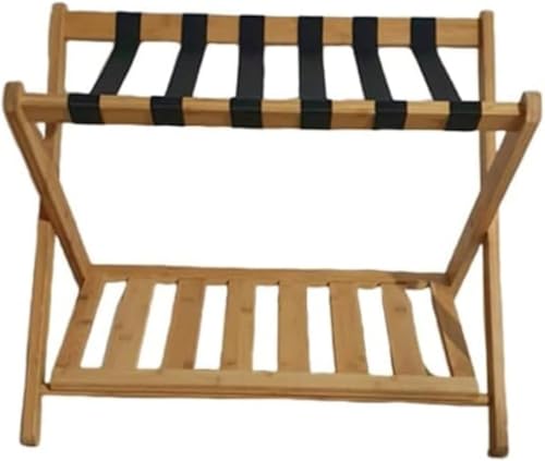 Riuuyyi バゲージラック 荷物置き 靴棚付きブラックラゲッジラック 頑丈な折りたたみ式スーツケースラゲッジ スタンドスーツケースシューズラック家庭用ゲストルームオーガナイザー (スタンダード原色)