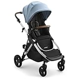 Mockingbird Single-to-Double Stroller 3.0 - Convertible Full Size Baby Stroller for 1, 2, or 3 Kids with 44 Possible configurations, Travel System Compatible - Stone Blue