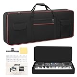 MUINS 61 Key Keyboard Case(Inner dimension: (38.5'*16.1'*5.5'),digital piano Keyboard carrying travel case Gig bag,thickened waterproof foldable 600D Oxford cloth,Music Page Holder & Keyboard Stickers