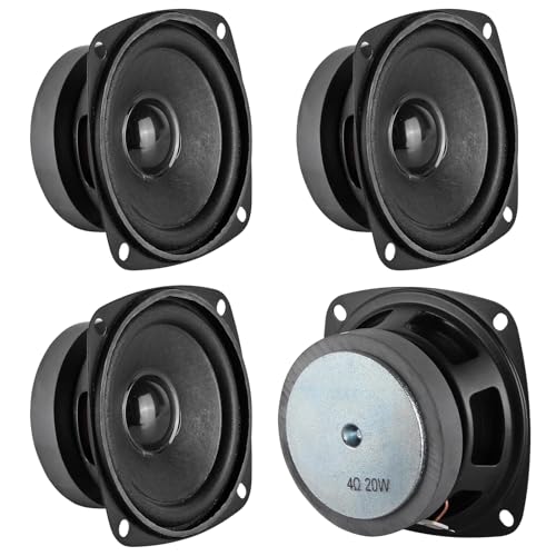 DWEII 4PCS 3”4Ohm 20W Full Range Audio Speaker Stereo Woofer Loudspeaker for Arduino DIY Waterproof HiFi Woofer Speaker Car Audio Subwoofer Stereo Systems