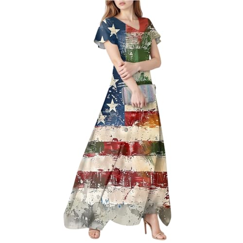 USA Dress Stars Stripe Casual Maternity Fashion Short Sleeve O Neck Lounge Dressy 4th of July Outfits for Women Vestidos De Verano para Mujer 2025