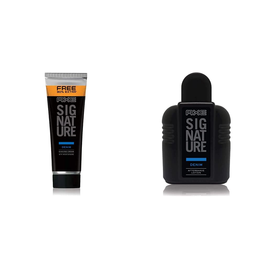 AXE Denim Lather Shaving Cream, 60 g (with 30 Extra) & Axe Signature