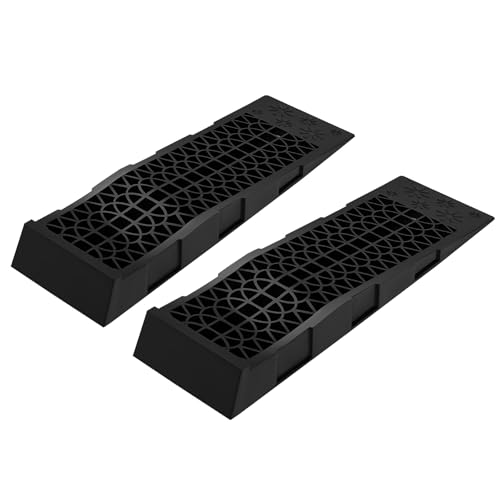 WFIETN - 2 rampas de carga, rampas de carga de polipropileno, rampa de plástico para coche universal, 2 unidades de rampa de plástico - Negro, hasta 3 t, altura máxima de elevación 70 mm