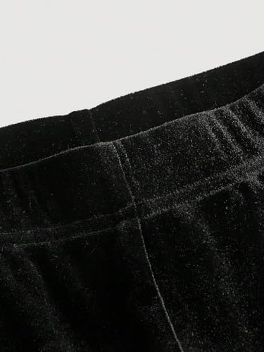 Floerns Women's Goth Elastic High Waist Velvet Pants Ruffle Hem Flare Leg Pants4