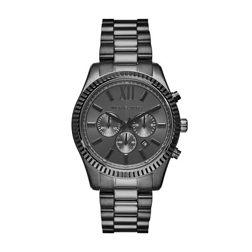 Michael Kors �����Y LEXINGTON �N���m�O���t �u���b�N �X�e�����X�X�`�[���E�H�b�`�AMK9154