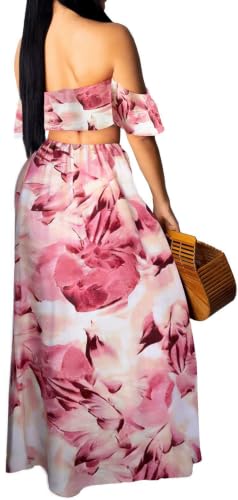 Image of Sexy Two Piece Sets for Women Vacation Elegant Sleeveless Top Long Split Maxi Dress Beach Swimwear