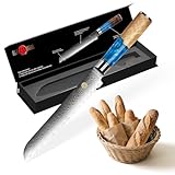 KAZUSHI Brotmesser, Brötchenmesser Wellenschliff 20cm Gestochen Scharf Brotmesser，Ergonomischer Harzgriff，Professional Bread Knife für Brot, Bagels, Kuchen
