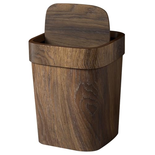 Poubelle rectangulaire en bois imitation 9x12 pouces à couvercle pour salon et bain