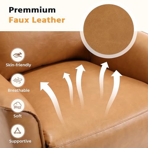 Image of HAOMARKETS Swivel Rocker Recliner Chair Set of 2, Manual Faux Leather Glider Rocking Recliners for Adults, 360 Swivel Nursery Reclining Sofa with Storage Pocket