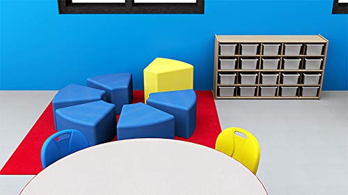 Image of Sprogs 12 inch H Structured Wedge Stool -Flexible Modular Collaborative Soft Seating for Office, Home, Lounge and School Classrooms with Durable Frame -Orange