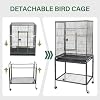 ZENY 53-Inch Bird Flight Cage, Wrought Iron Standing Large with Rolling Stand for Cockatiels Pet Parrot Parakeet Lovebird Canary Finch (Black)