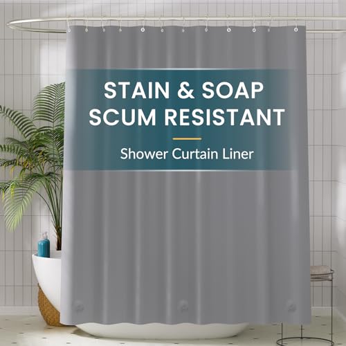 Titanker Plastic Shower Curtain Liner 72x72 Grey Shower Liner Lightweight PEVA Shower Curtains for Bathroom Waterproof Shower Liner with Magnets and Rustproof Grommet Holes