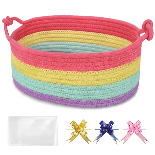 Image of Small Empty Gift Basket with Bag & Ribbons, Rainbow