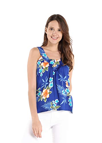 Image of Matchable Family Hawaiian Luau Men Women Girl Boy Clothes in Hibiscus Blue