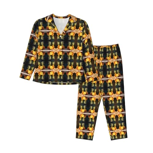 Tnnutp Pineapple - Pijama de manga larga con bolsillos para mujer, Negro , M