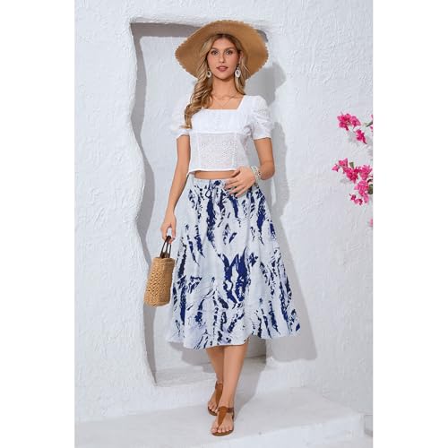 Image of Witsmile Women's Summer Pleated High Waisted Casual Flowy Skirt Pockets