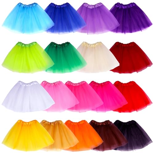 Hoemwarm 18 Pcs Girls Tutu - 3 Layers Multicolor Skirt for Toddlers, Princess Dresses, Dance Fluffy Tulle Skirt for Birthday Party Costume
