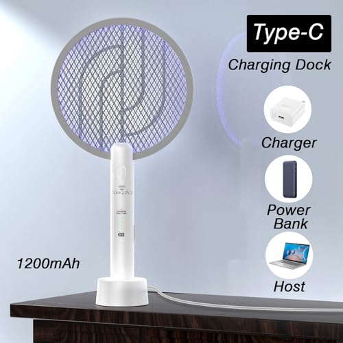 Image of Bug Zapper Racket, 2 in 1 Mode Fly Swatter USB Rechargeable, 4000V Electric Fly Zapper with 3 Layer Safety Mesh,Electric Racket for Kitchen, Home, Garden and Outdoors