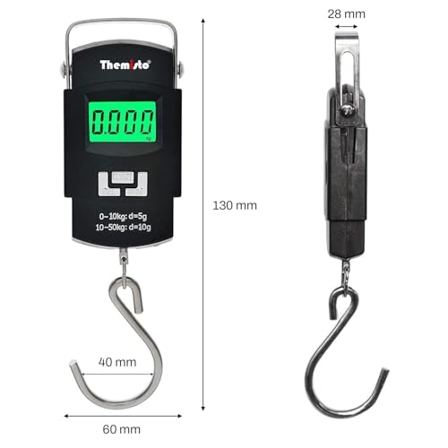 Image of Themisto TH-WS01 Digital Hanging Luggage Scale | 50kg Portable Travel Weighing Scale with LCD Display (Black)