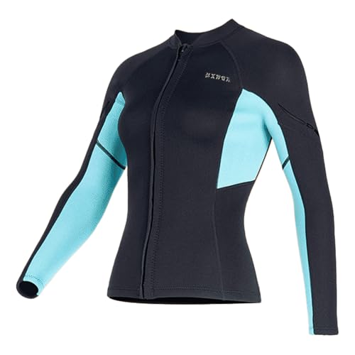 Chaqueta superior de neopreno para mujer 1.5mm manga larga con cierre frontal, traje de buceo cálido para natación, surf y snorkel miniatura 1