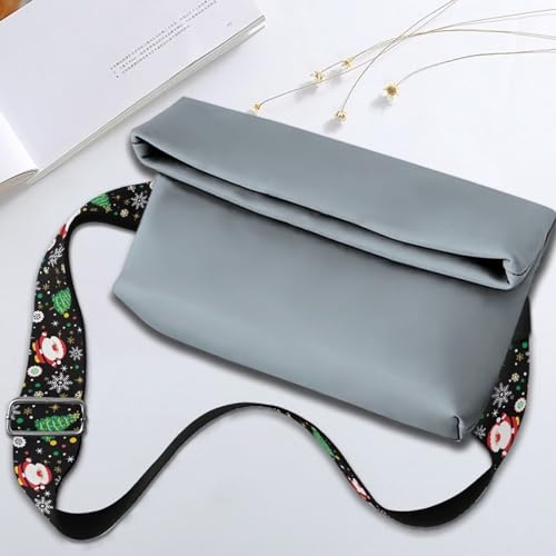 Christmas Tree Snowflake Crossbody Bag Strap with Santa Claus Print, Women's Handbag Accessories, Shoulder Bag Wide Canvas Adjustable 29.9-50.3 Inches3