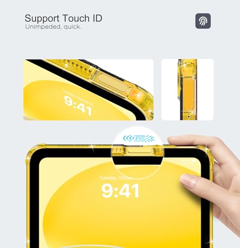 Image of MoKo Clear Case for iPad (A16) 11th Generation 2025 11-inch /10th Gen 2022 10.9 inch, Lightweight Soft TPU, Anti-Scratch Ultra Clear Tablet Cover, Shockproof Impact Resistant, Yellow + Glitter