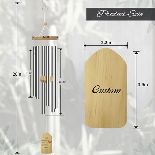 Image of Personalized WindChimes Outdoor Deep Tone,Large Customized Memorial Wind Chimes for Loss of Loved One Engrave Tree of Life,Sympathy Wind Chimes Outside, Gifts for Mother,Garden Home Yard Hanging Decor