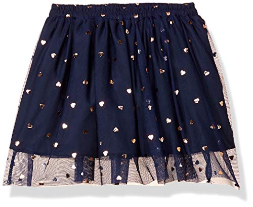 Image of Amazon Brand - Jam & Honey Girls Voluminous Skirt with a Glittery or Heart Print on The Top Layer and Elastic Waistband, Lined