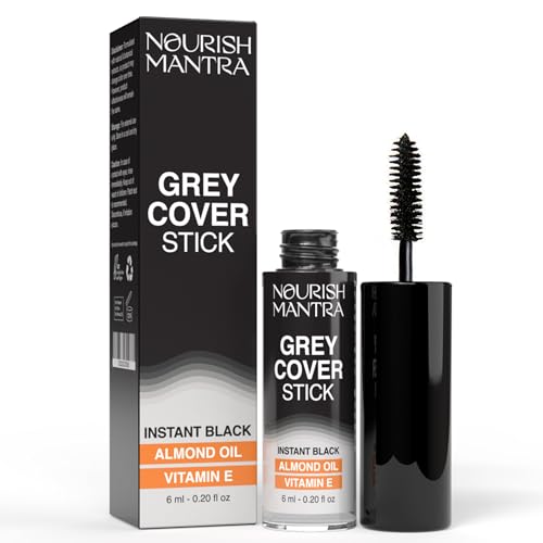 Image of Nourish Mantra Grey Cover Stick | Hair Color Stick for Instant Hair Color Touch Up | Infused with Almond Oil & Vitamin E | Black Color | Smudge-Proof & Long-Lasting | Ideal for All Hair Types | For Men & Women | 6 ml