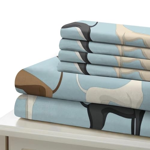 Housse de couette Lévriers 140x200cm en microfibre douce avec fermeture éclair