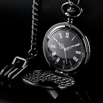SwitchMe Classic Quartz Pocket Watch for Men,Roman Numeral Dial Non-Mechanical Movement Pocket Watch with Chain