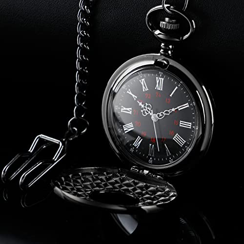 SwitchMe Classic Quartz Pocket Watch for Men,Roman Numeral Dial Non-Mechanical Movement Pocket Watch with Chain