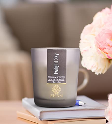 Image of EKAM Twilight Sky Votive Soy Wax Scented Candle, 40 Grams, 10 Hours Burn Time| Long Lasting Premium Candles | Ideal for Home Decor | Gifting & Aromatherapy (Pack of 6)