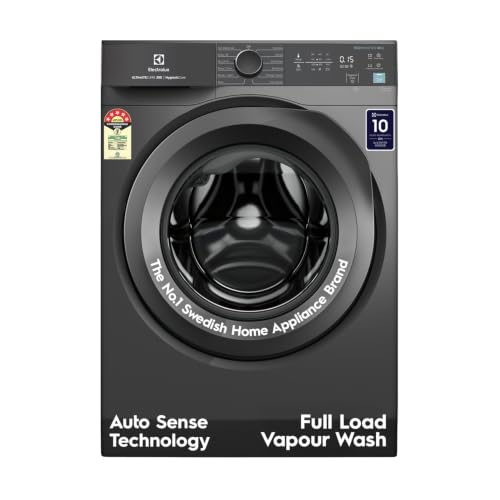 Image of Electrolux 10kg 5 Star Front Load Washing Machine, AutoSense Technology, Full Load Steam Wash, Hygienic Care, EcoInverter Motor, UltimateCare 300, EWF1024M3SB, Dark Silver