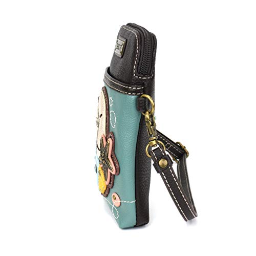 Image of CHALA Ocean Collection Cell Phone Crossbody Purse-Women PU Leather /Canvas Multicolor Handbag with Adjustable Strap