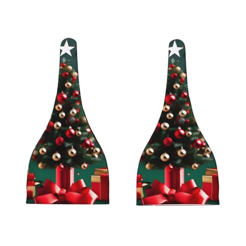 Newborn Baby Hat, Round Ball Christmas Tree Print Soft Top Knot Beanie Cap, Cute Baby Headwear for 0-6 Months Black3