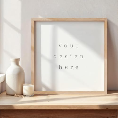 puthiac 20x20 Oak Wood Picture Frames -20"x20" Poster Frames for Wall, 20x20 Picture Frames for Wall, 20 x 20 Picture Frame, 20 x 20 Frame(1 Pack, Beige)