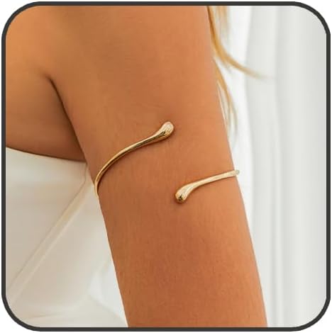 Gold Arm Cuff for Women Minimalist Silver Copper Material Upper Arm Cuff Arm Chain Open Chunky Bangle Cuff Bracelet Jewelry